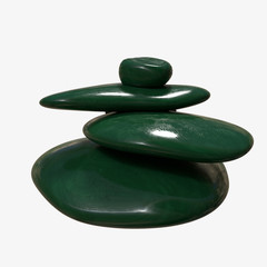 Green zen stones 3d rendering