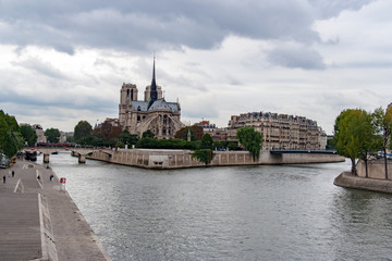 Cathedral of Notre Dame de Paris and France isle. View from Sena River