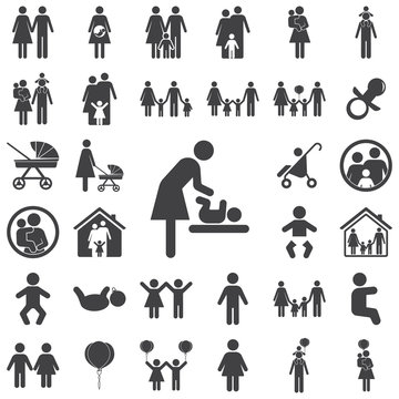 Mother And Child Vector Symbol Icon