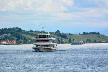 Obraz premium Ship on Constance lake near Mainau Island in Germany