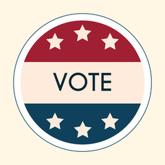 Election Voting Sticker and Badge. American Flag's Symbolic Elem
