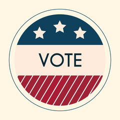 Election Voting Sticker and Badge. American Flag's Symbolic Elem