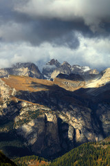 Autumn alpine landscape in the Dolomites, Italy, Europe