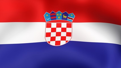 Flag Croatia, fluttering in the wind. 3D rendering.