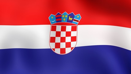 Flag Croatia, fluttering in the wind. 3D rendering.