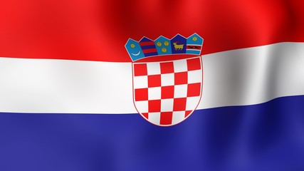 Flag Croatia, fluttering in the wind. 3D rendering.