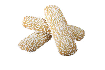 cookies with granulated sugar on white background