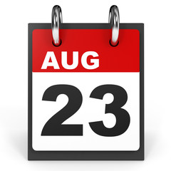 August 23. Calendar on white background.