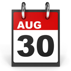 Fototapeta premium August 30. Calendar on white background.