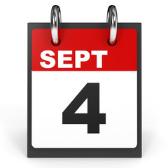 September 4. Calendar on white background.