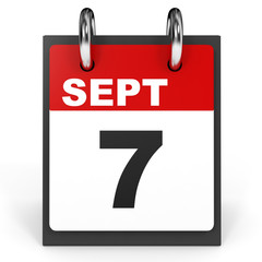 September 7. Calendar on white background.