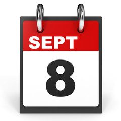 September 8. Calendar on white background.