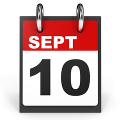 September 10. Calendar on white background.