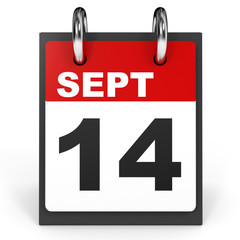 September 14. Calendar on white background.