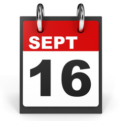 Fototapeta premium September 16. Calendar on white background.