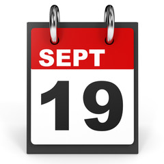September 19. Calendar on white background.