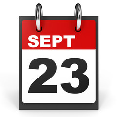 September 23. Calendar on white background.