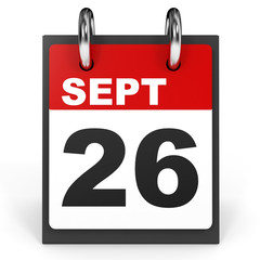 September 26. Calendar on white background.