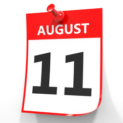 Fototapeta premium August 11. Calendar on white background.