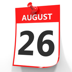 August 26. Calendar on white background.