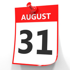 August 31. Calendar on white background.