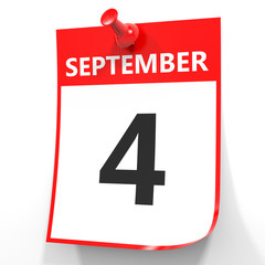 September 4. Calendar on white background.