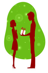 Obraz premium young man congratulating his girl