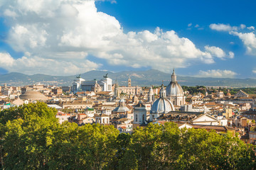 Fototapeta na wymiar Panoramic view of Rome from Castel Sant'Angelo, Italy. 