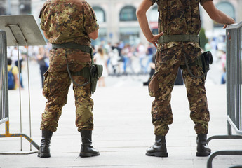 city safety. military police in the street