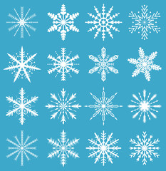 Snowflakes set. Icons set snowflakes. Snowflakes for Christmas background. Vector illustration