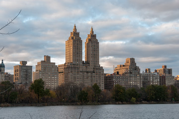 Fototapeta na wymiar View of Manhttan buildings from Central Park, New York