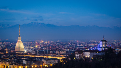 Fototapeta na wymiar Turin (Torino) high definition panorama with Mole Antonelliana and Monte dei Cappuccini
