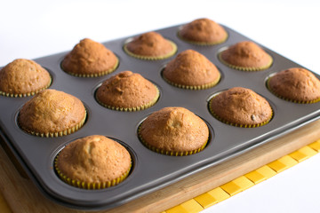 Fresh liver muffins on yellow napkin