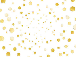 Scattered shiny golden glitter polka dot background, gold leaf,