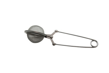 Tea strainer clamp on the white background.