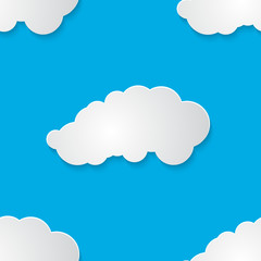 Seamless pattern with paper clouds