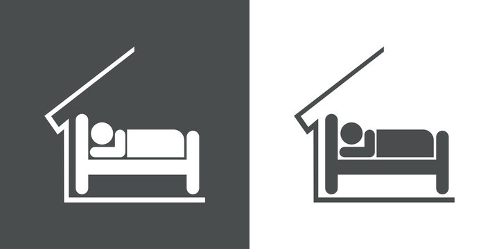 Icono plano albergue gris