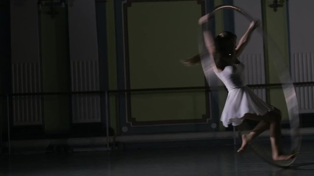 Circus artist on scene make a show