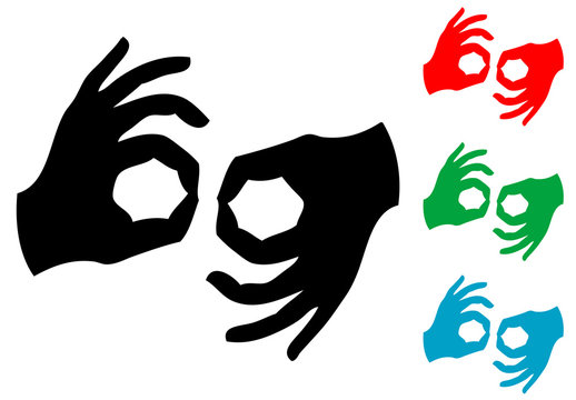 Icono plano lenguaje de signos varios colores