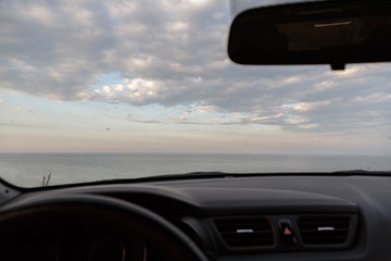 Fototapeta na wymiar sea view from the car.