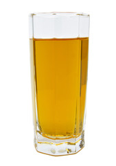 Glass of green apple juice isolated