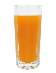 Peach fruit juice in glass isolated