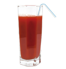 fresh tomato juice glass with tubule isolated