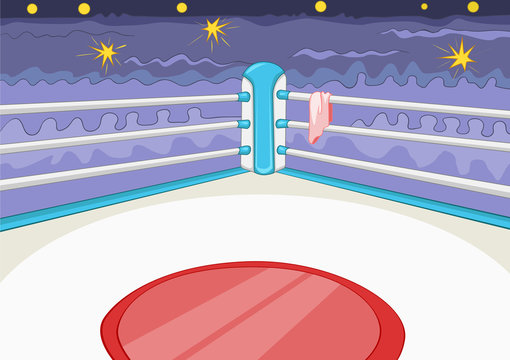 Cartoon Background Of Boxing Ring.