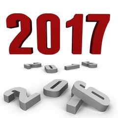 New Year 2017 over the past ones - a 3d image