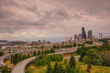Fototapeta na wymiar View of downtown Seattle skyline