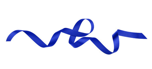 Blue ribbon on white background