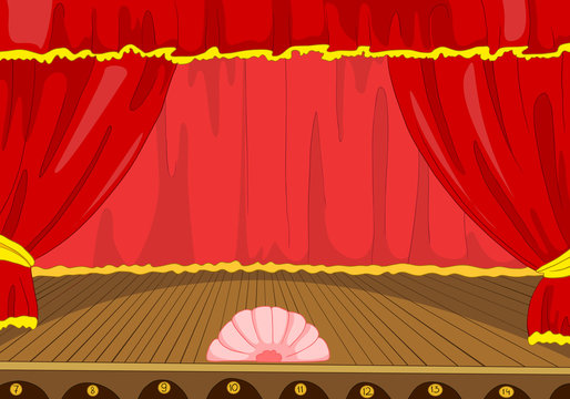 Cartoon background of theater stage.