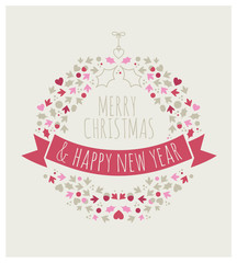Merry Christmas greeting card, Christmas decoration, Carte de voeux, 