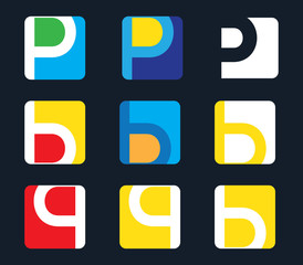 P,B and Q Icon Set Design